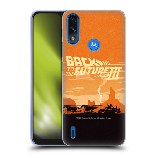 Back to the Future Movie III Car Silhouettes Desert Soft Gel Case for Motorola Moto E7 Power / Moto E7i Power