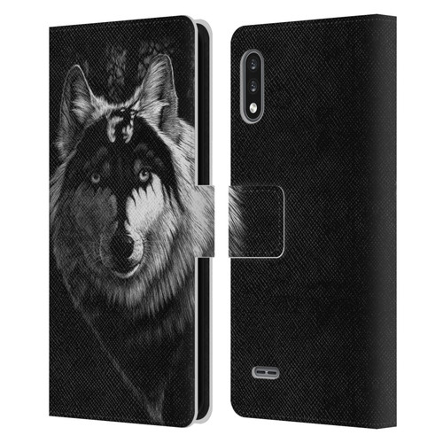 Stanley Morrison Black And White Gray Wolf With Dragon Marking Leather Book Wallet Case Cover For LG K22
