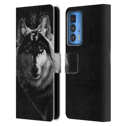 Stanley Morrison Black And White Gray Wolf With Dragon Marking Leather Book Wallet Case Cover For Motorola Edge 20 Pro