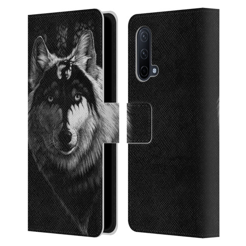 Stanley Morrison Black And White Gray Wolf With Dragon Marking Leather Book Wallet Case Cover For OnePlus Nord CE 5G