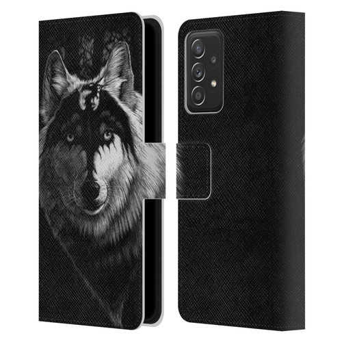 Stanley Morrison Black And White Gray Wolf With Dragon Marking Leather Book Wallet Case Cover For Samsung Galaxy A53 5G (2022)