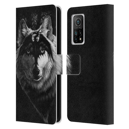 Stanley Morrison Black And White Gray Wolf With Dragon Marking Leather Book Wallet Case Cover For Xiaomi Mi 10T 5G