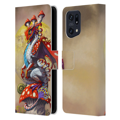 Stanley Morrison Dragons 3 Mushroom Garden Leather Book Wallet Case Cover For OPPO Find X5