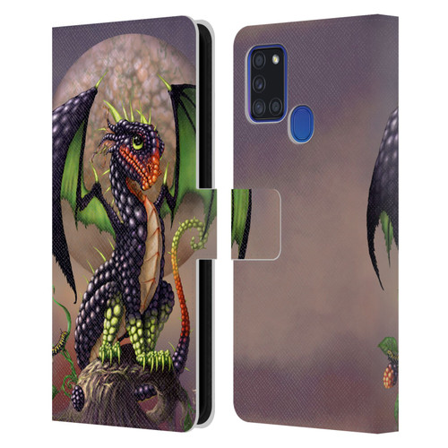 Stanley Morrison Dragons 3 Berry Garden Leather Book Wallet Case Cover For Samsung Galaxy A21s (2020)