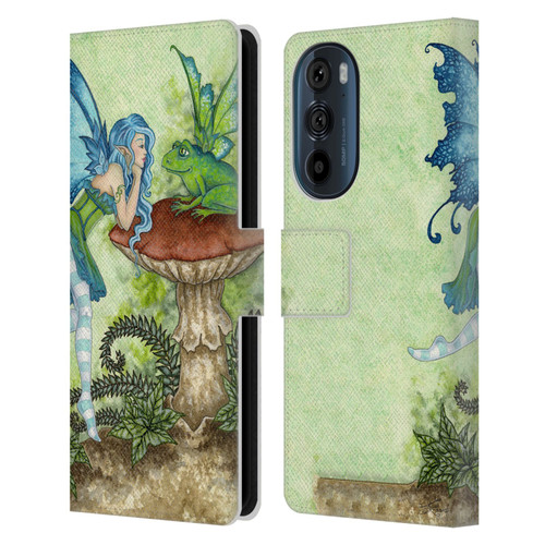 Amy Brown Pixies Frog Gossip Leather Book Wallet Case Cover For Motorola Edge 30