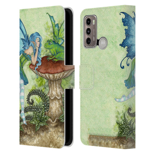 Amy Brown Pixies Frog Gossip Leather Book Wallet Case Cover For Motorola Moto G60 / Moto G40 Fusion