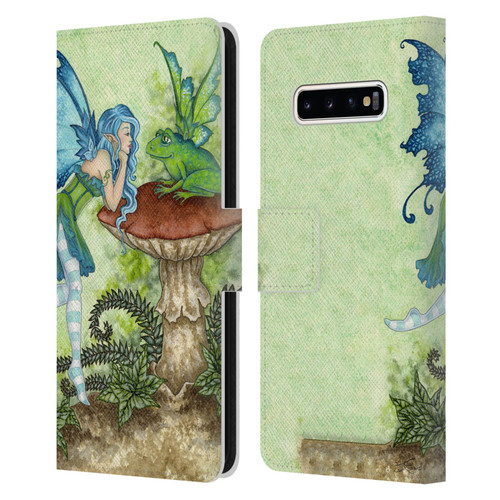 Amy Brown Pixies Frog Gossip Leather Book Wallet Case Cover For Samsung Galaxy S10+ / S10 Plus