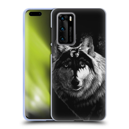 Stanley Morrison Black And White Gray Wolf With Dragon Marking Soft Gel Case for Huawei P40 5G