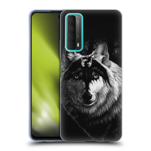 Stanley Morrison Black And White Gray Wolf With Dragon Marking Soft Gel Case for Huawei P Smart (2021)