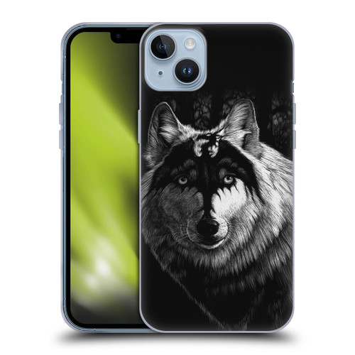 Stanley Morrison Black And White Gray Wolf With Dragon Marking Soft Gel Case for Apple iPhone 14 Plus