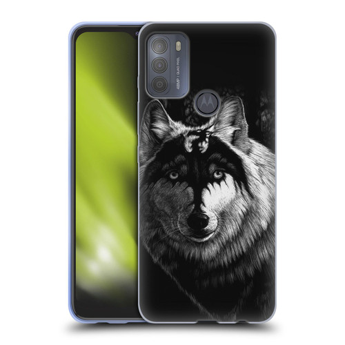 Stanley Morrison Black And White Gray Wolf With Dragon Marking Soft Gel Case for Motorola Moto G50