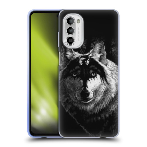 Stanley Morrison Black And White Gray Wolf With Dragon Marking Soft Gel Case for Motorola Moto G52