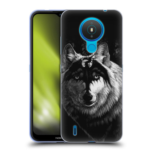 Stanley Morrison Black And White Gray Wolf With Dragon Marking Soft Gel Case for Nokia 1.4