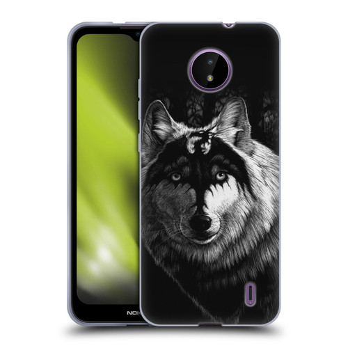 Stanley Morrison Black And White Gray Wolf With Dragon Marking Soft Gel Case for Nokia C10 / C20