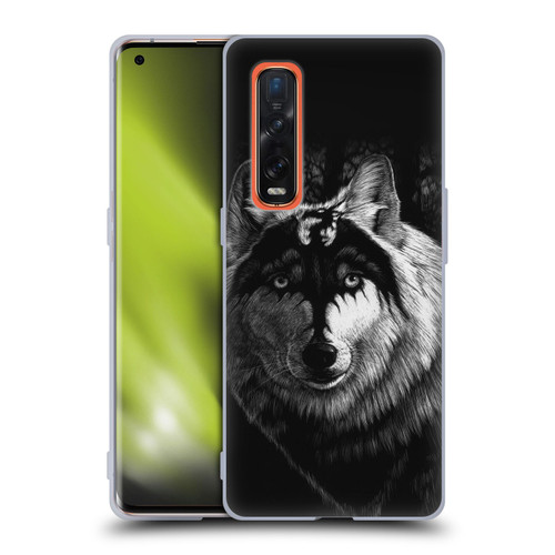 Stanley Morrison Black And White Gray Wolf With Dragon Marking Soft Gel Case for OPPO Find X2 Pro 5G