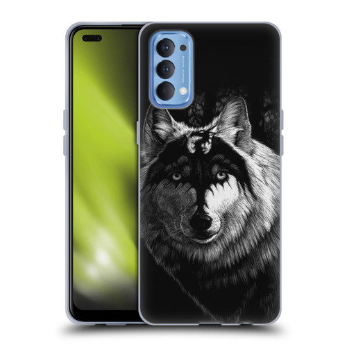 Stanley Morrison Black And White Gray Wolf With Dragon Marking Soft Gel Case for OPPO Reno 4 5G