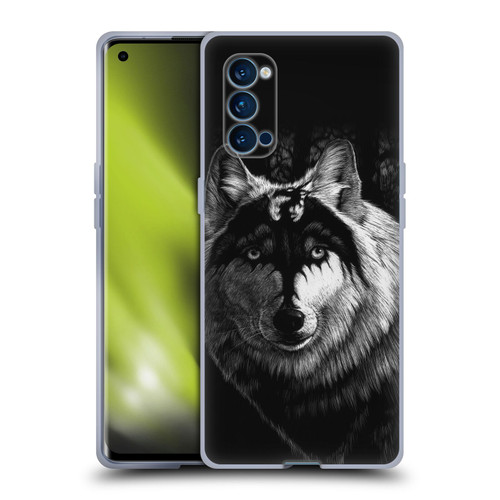 Stanley Morrison Black And White Gray Wolf With Dragon Marking Soft Gel Case for OPPO Reno 4 Pro 5G