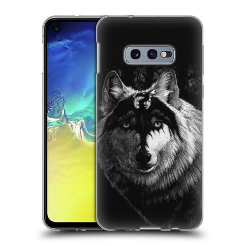 Stanley Morrison Black And White Gray Wolf With Dragon Marking Soft Gel Case for Samsung Galaxy S10e