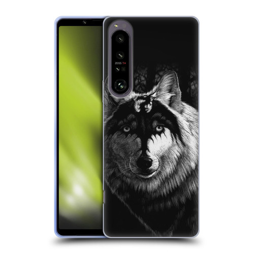 Stanley Morrison Black And White Gray Wolf With Dragon Marking Soft Gel Case for Sony Xperia 1 IV