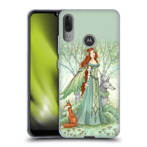 Amy Brown Magical Fairies Woodland Fairy With Fox & Wolf Soft Gel Case for Motorola Moto E6 Plus