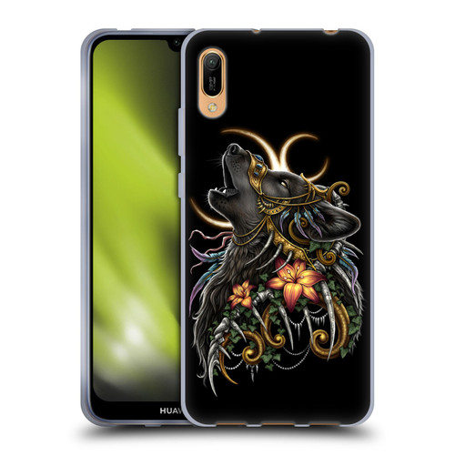 Sarah Richter Animals Gothic Black Howling Wolf Soft Gel Case for Huawei Y6 Pro (2019)