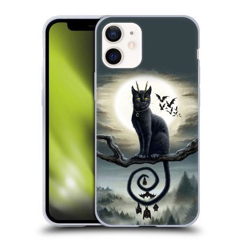 Sarah Richter Animals Gothic Black Cat & Bats Soft Gel Case for Apple iPhone 12 Mini