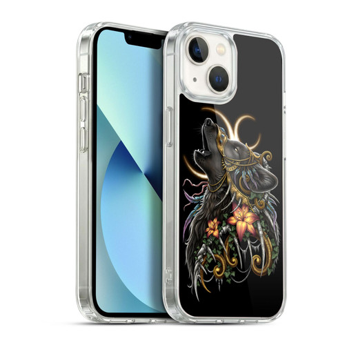 Sarah Richter Animals Gothic Black Howling Wolf Soft Gel Case for Apple iPhone 13