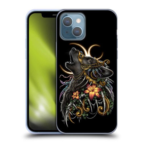 Sarah Richter Animals Gothic Black Howling Wolf Soft Gel Case for Apple iPhone 13