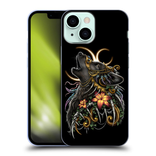 Sarah Richter Animals Gothic Black Howling Wolf Soft Gel Case for Apple iPhone 13 Mini