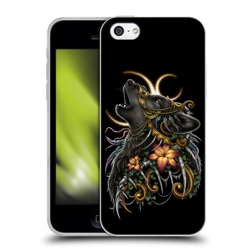 Sarah Richter Animals Gothic Black Howling Wolf Soft Gel Case for Apple iPhone 5c