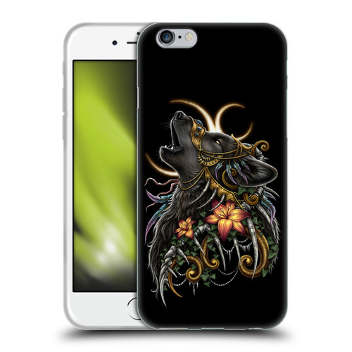 Sarah Richter Animals Gothic Black Howling Wolf Soft Gel Case for Apple iPhone 6 / iPhone 6s