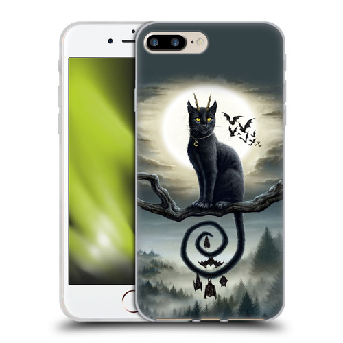 Sarah Richter Animals Gothic Black Cat & Bats Soft Gel Case for Apple iPhone 7 Plus / iPhone 8 Plus