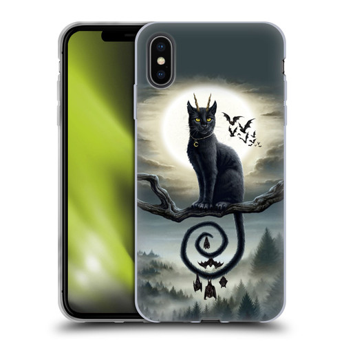Sarah Richter Animals Gothic Black Cat & Bats Soft Gel Case for Apple iPhone XS Max