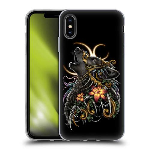 Sarah Richter Animals Gothic Black Howling Wolf Soft Gel Case for Apple iPhone XS Max