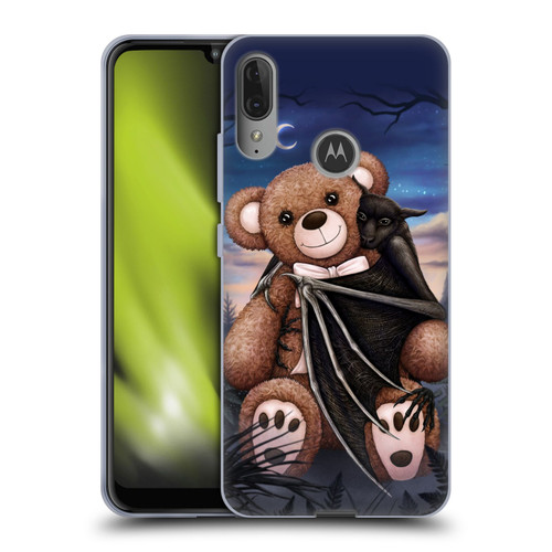 Sarah Richter Animals Bat Cuddling A Toy Bear Soft Gel Case for Motorola Moto E6 Plus