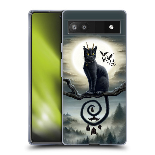 Sarah Richter Animals Gothic Black Cat & Bats Soft Gel Case for Google Pixel 6a