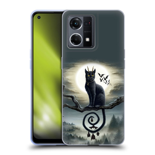 Sarah Richter Animals Gothic Black Cat & Bats Soft Gel Case for OPPO Reno8 4G