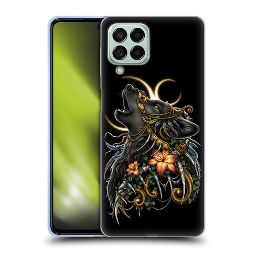 Sarah Richter Animals Gothic Black Howling Wolf Soft Gel Case for Samsung Galaxy M53 (2022)