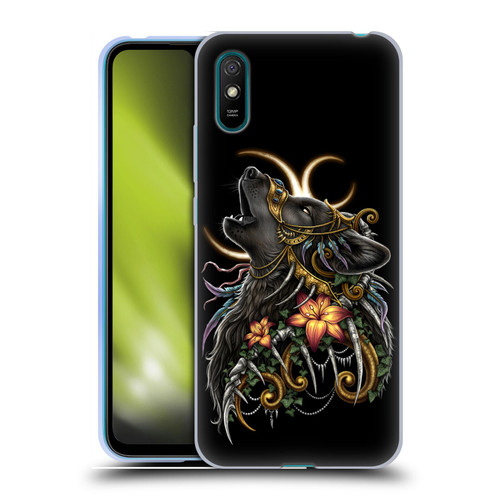 Sarah Richter Animals Gothic Black Howling Wolf Soft Gel Case for Xiaomi Redmi 9A / Redmi 9AT