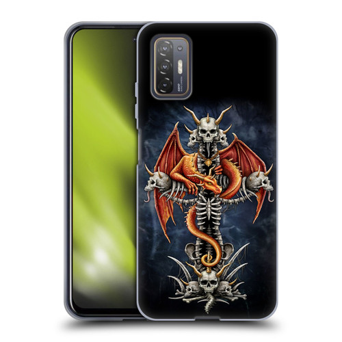 Sarah Richter Fantasy Creatures Red Dragon Guarding Bone Cross Soft Gel Case for HTC Desire 21 Pro 5G