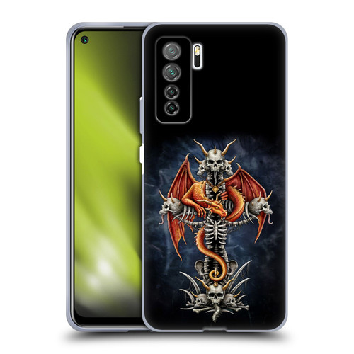 Sarah Richter Fantasy Creatures Red Dragon Guarding Bone Cross Soft Gel Case for Huawei Nova 7 SE/P40 Lite 5G