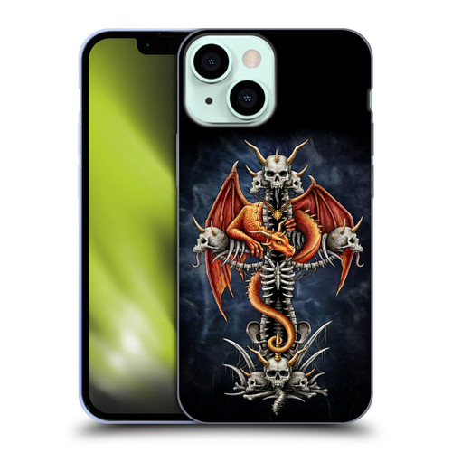 Sarah Richter Fantasy Creatures Red Dragon Guarding Bone Cross Soft Gel Case for Apple iPhone 13 Mini