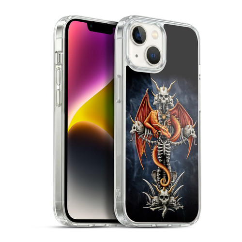 Sarah Richter Fantasy Creatures Red Dragon Guarding Bone Cross Soft Gel Case for Apple iPhone 14
