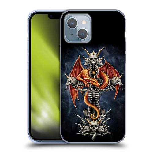 Sarah Richter Fantasy Creatures Red Dragon Guarding Bone Cross Soft Gel Case for Apple iPhone 14