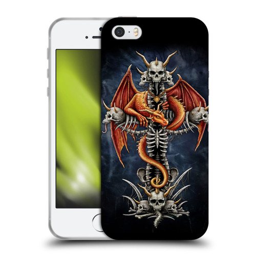 Sarah Richter Fantasy Creatures Red Dragon Guarding Bone Cross Soft Gel Case for Apple iPhone 5 / 5s / iPhone SE 2016