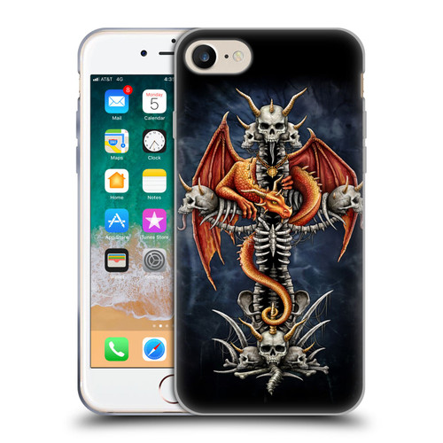 Sarah Richter Fantasy Creatures Red Dragon Guarding Bone Cross Soft Gel Case for Apple iPhone 7 / 8 / SE 2020 & 2022
