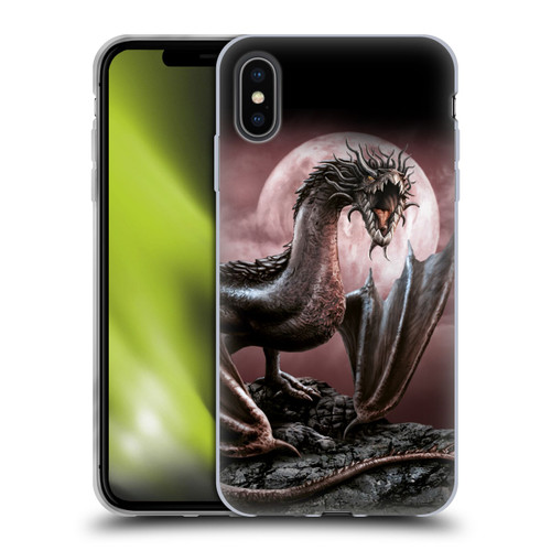 Sarah Richter Fantasy Creatures Black Dragon Roaring Soft Gel Case for Apple iPhone XS Max
