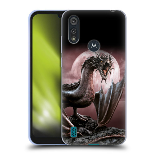 Sarah Richter Fantasy Creatures Black Dragon Roaring Soft Gel Case for Motorola Moto E6s (2020)