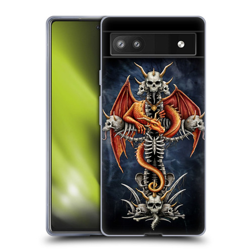 Sarah Richter Fantasy Creatures Red Dragon Guarding Bone Cross Soft Gel Case for Google Pixel 6a