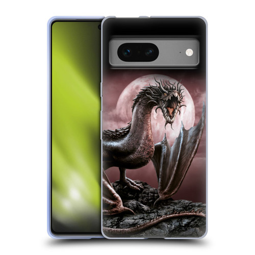 Sarah Richter Fantasy Creatures Black Dragon Roaring Soft Gel Case for Google Pixel 7